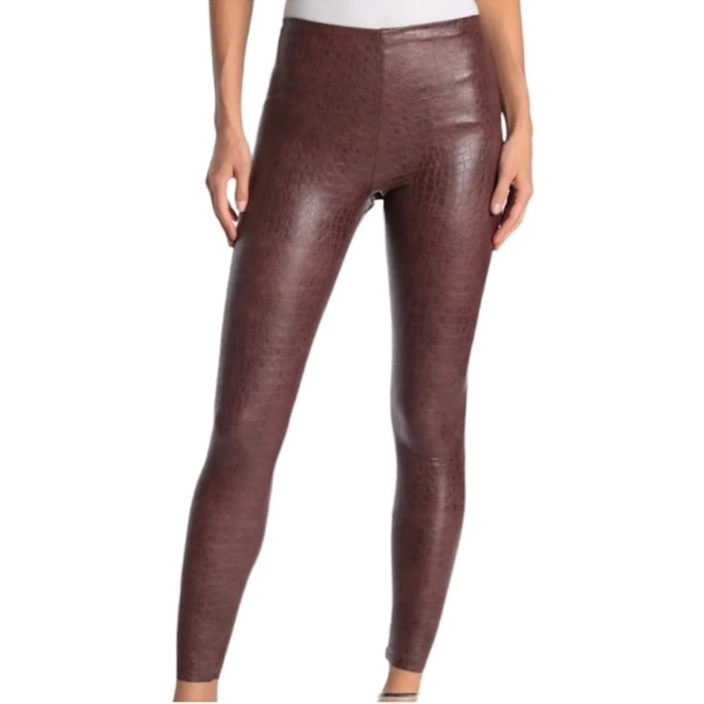 7 For All Mankind Croc Faux Leather Leggings in Brown Size Small